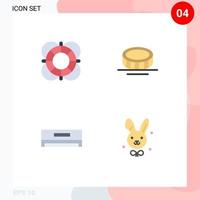 4 Universal Flat Icons Set for Web and Mobile Applications essentials cooling outline coin technology Editable Vector Design Elements