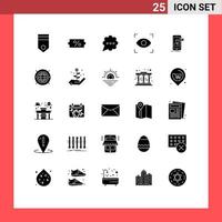 25 Universal Solid Glyphs Set for Web and Mobile Applications mobile live chat bubble chat focus Editable Vector Design Elements