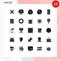 Group of 25 Modern Solid Glyphs Set for location gravity cooking cg meal Editable Vector Design Elements