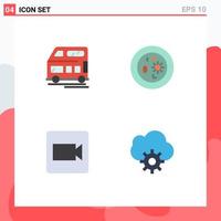 User Interface Pack of 4 Basic Flat Icons of bus camera vehicle chemistry video Editable Vector Design Elements