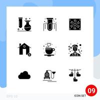 Set of 9 Commercial Solid Glyphs pack for hot estate gas buildings device Editable Vector Design Elements