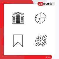 User Interface Pack of 4 Basic Filledline Flat Colors of building pie care diagram flag Editable Vector Design Elements