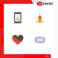 Mobile Interface Flat Icon Set of 4 Pictograms of cart plummet shopping instrument love Editable Vector Design Elements