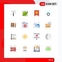 16 Thematic Vector Flat Colors and Editable Symbols of e book favorite settings computing Editable Pack of Creative Vector Design Elements