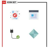 Set of 4 Vector Flat Icons on Grid for a connected school interface devices Editable Vector Design Elements