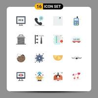 Pack of 16 Modern Flat Colors Signs and Symbols for Web Print Media such as erroneously giving view thanks pan Editable Pack of Creative Vector Design Elements