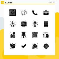 Pictogram Set of 16 Simple Solid Glyphs of toolkit construction funds box mobile Editable Vector Design Elements