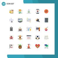 Mobile Interface Flat Color Set of 25 Pictograms of company solution money smart house home networking Editable Vector Design Elements