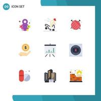 Modern Set of 9 Flat Colors and symbols such as board dollar ball monry ecommerce Editable Vector Design Elements