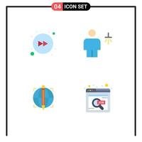 Flat Icon Pack of 4 Universal Symbols of arrow target avatar shower success Editable Vector Design Elements