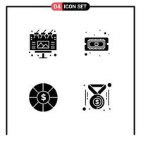 grupo de símbolos de iconos universales de glifos sólidos modernos de elementos de diseño vectorial editables de placa de cpu al aire libre de moneda publicitaria vector