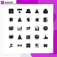 User Interface Pack of 25 Basic Solid Glyphs of heart construction military cone horizontal Editable Vector Design Elements