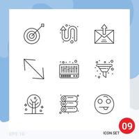 Pack of 9 creative Outlines of music scale e corner sent Editable Vector Design Elements