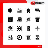 Universal Icon Symbols Group of 16 Modern Solid Glyphs of speech conversation transport communication bubble Editable Vector Design Elements