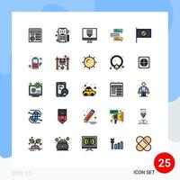 25 User Interface Filled line Flat Color Pack of modern Signs and Symbols of checked conversations computer comments chat Editable Vector Design Elements