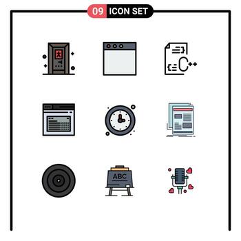 paquete de línea de vector editable de 9 colores planos de línea rellena simple de texto escolar desarrollar elementos de diseño de vector editables de página web