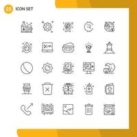 Set of 25 Commercial Lines pack for money business female crypto currency coin Editable Vector Design Elements