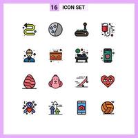 conjunto de 16 iconos de interfaz de usuario modernos símbolos signos para seguridad trabajador salud joy pad cuidado sangre elementos de diseño de vectores creativos editables