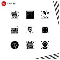 Pictogram Set of 9 Simple Solid Glyphs of lot music mixer mixer drink Editable Vector Design Elements