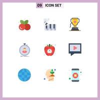 Modern Set of 9 Flat Colors and symbols such as apple timer achievment stopwatch fast Editable Vector Design Elements