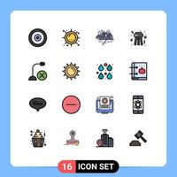 Set of 16 Modern UI Icons Symbols Signs for computers night sunshine stool rocks Editable Creative Vector Design Elements