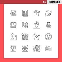 Stock Vector Icon Pack of 16 Line Signs and Symbols for king repeat authority rotate refresh Editable Vector Design Elements