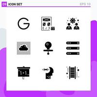 Solid Glyph Pack of 9 Universal Symbols of layers sky page data work Editable Vector Design Elements