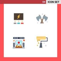 Modern Set of 4 Flat Icons Pictograph of brainstorming weapon solution thinking home Editable Vector Design Elements