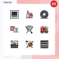 Set of 9 Modern UI Icons Symbols Signs for energy food dvd movie edit Editable Vector Design Elements