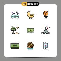 paquete de iconos vectoriales de stock de 9 signos y símbolos de línea para transferir dinero laboratorio verano coco elementos de diseño vectorial editables vector