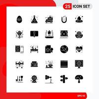 25 Thematic Vector Solid Glyphs and Editable Symbols of drop attracting lab attract order Editable Vector Design Elements