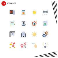 16 User Interface Flat Color Pack of modern Signs and Symbols of certificate keyboard sun interface weather Editable Pack of Creative Vector Design Elements