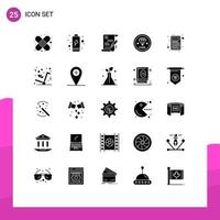 Universal Icon Symbols Group of 25 Modern Solid Glyphs of interface calculator document apps development Editable Vector Design Elements