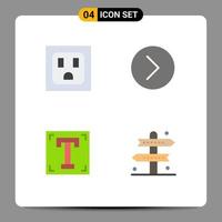 Set of 4 Modern UI Icons Symbols Signs for electric program media designer activities Editable Vector Design Elements