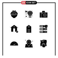 Set of 9 Modern UI Icons Symbols Signs for label clothing studio clothes estate Editable Vector Design Elements