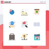 Set of 9 Modern UI Icons Symbols Signs for search audit card management globe Editable Vector Design Elements