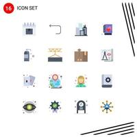 User Interface Pack of 16 Basic Flat Colors of detergent story back notebook book Editable Pack of Creative Vector Design Elements