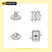 Pack of 4 creative Filledline Flat Colors of hotel easter service left nest Editable Vector Design Elements