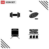 Solid Glyph Pack of 4 Universal Symbols of dumbbells data science train Layer 1 Editable Vector Design Elements