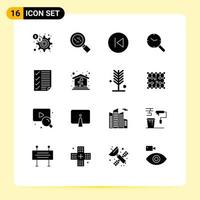 Modern Set of 16 Solid Glyphs and symbols such as data clock arrow left watch search Editable Vector Design Elements