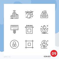 Stock Vector Icon Pack of 9 Line Signs and Symbols for signboard advertising accounting ad inbox Editable Vector Design Elements