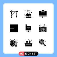 Modern Set of 9 Solid Glyphs and symbols such as folder view grill scale hardware Editable Vector Design Elements