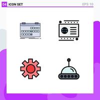 4 Thematic Vector Filledline Flat Colors and Editable Symbols of calendar setting release credit logistic Editable Vector Design Elements