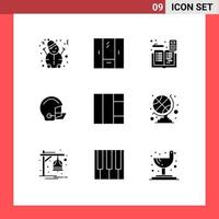 User Interface Pack of 9 Basic Solid Glyphs of protective football accounting equipment book Editable Vector Design Elements