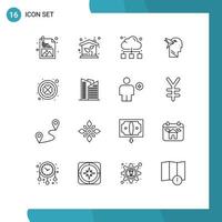 Pictogram Set of 16 Simple Outlines of patrick ireland network brian imaginaton Editable Vector Design Elements