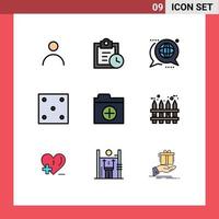 9 Creative Icons Modern Signs and Symbols of folder sport discussion ludo dice Editable Vector Design Elements