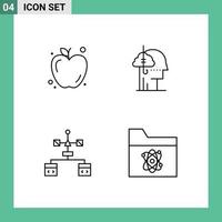 Pack of 4 Modern Filledline Flat Colors Signs and Symbols for Web Print Media such as apple browser borrowing ideas habit develop Editable Vector Design Elements