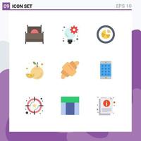 9 Creative Icons Modern Signs and Symbols of croissant fruit gear food pie Editable Vector Design Elements