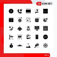 25 User Interface Solid Glyph Pack of modern Signs and Symbols of grid funnel shopping filter thumbnails Editable Vector Design Elements