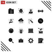 User Interface Pack of 16 Basic Solid Glyphs of buy training manager sport business man Editable Vector Design Elements